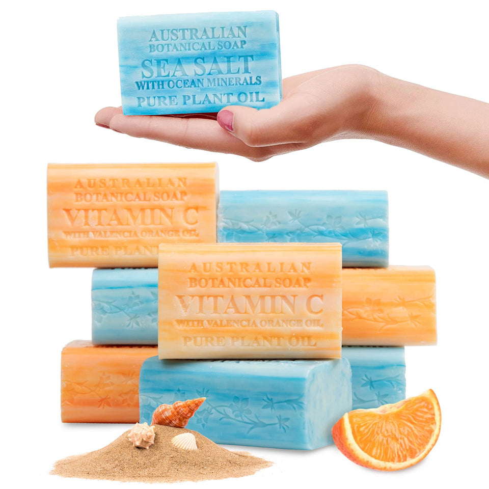 Australian Botanical Soap front packaging showing variety pack and clear benefits