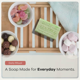Australian Botanical Soap bar lathering in shower demonstrating gentle cleansing