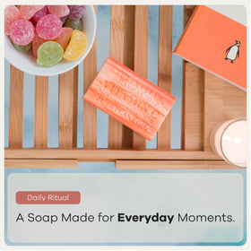 Australian Botanical Soap bars arranged on a bathroom shelf for lifestyle inspiration