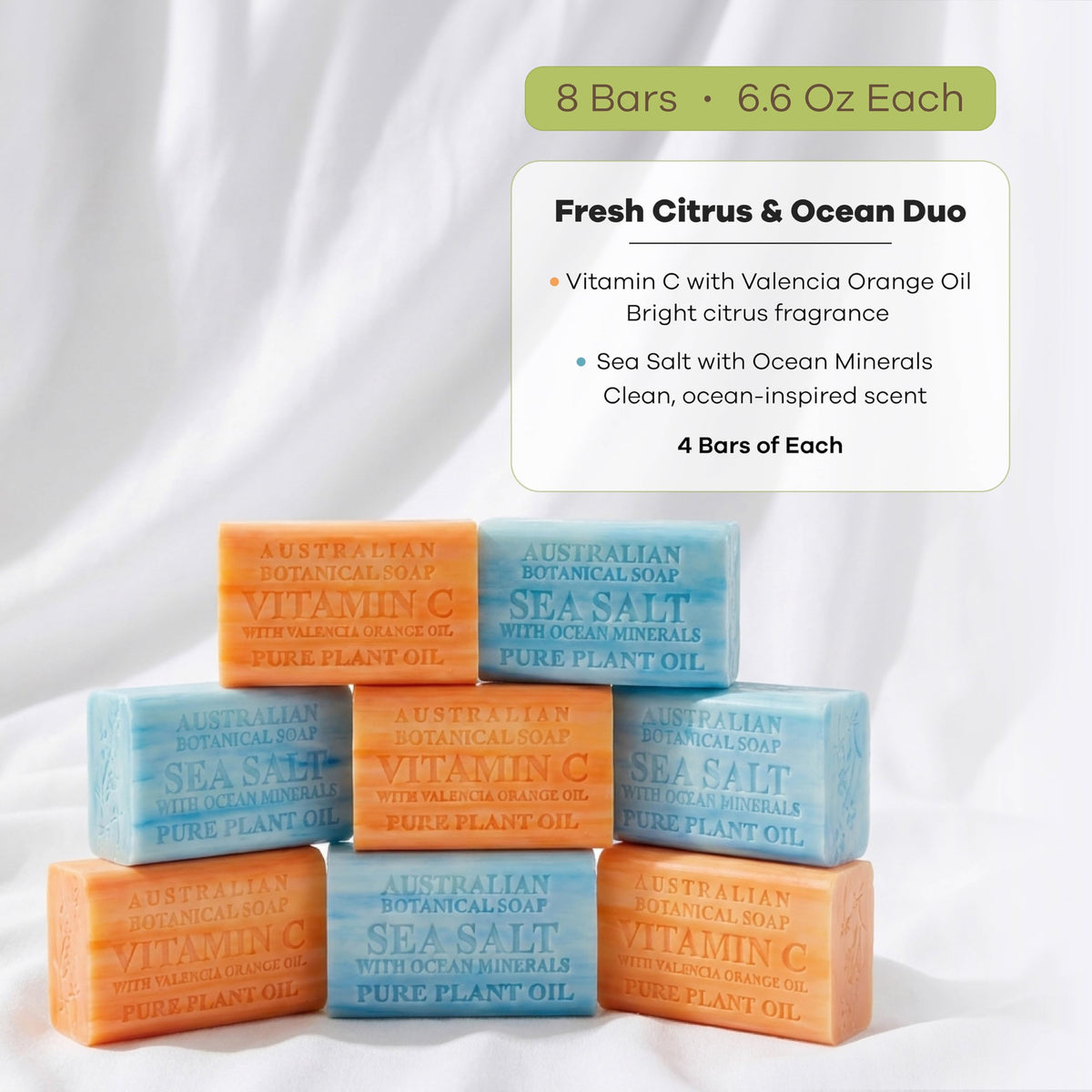 Australian Botanical Soap Sea Salt bar close-up highlighting mineral-speckled surface