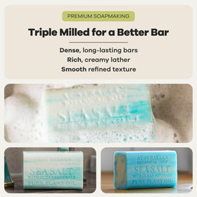 Australian Botanical Soap sea salt and ocean minerals ingredient layout illustrating natural fragrance
