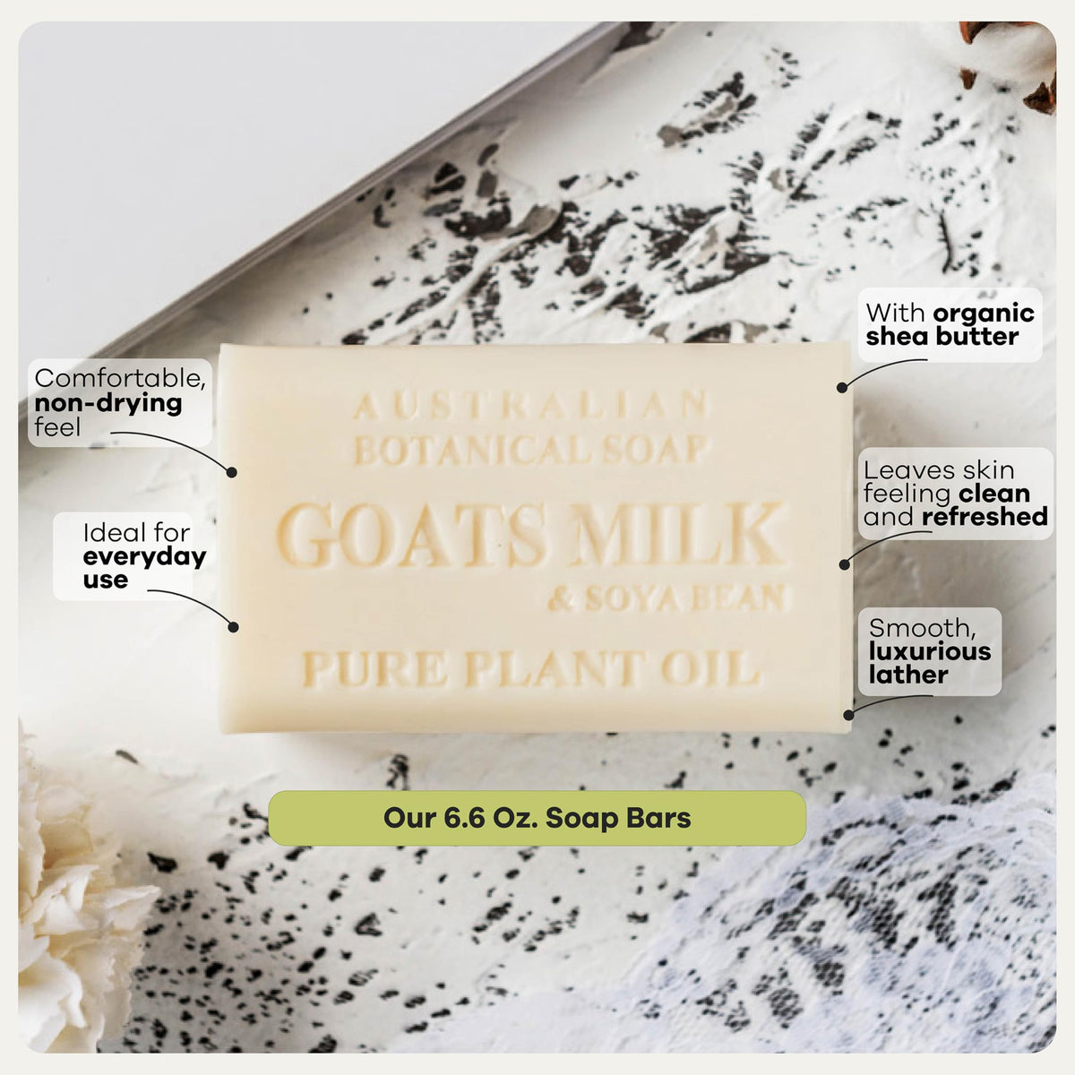 Australian Botanical Soap overhead tray of eight distinct bars showcasing variety pack