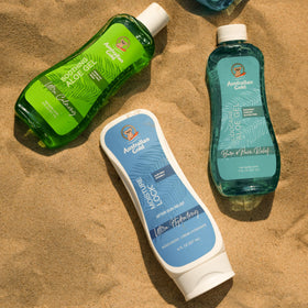 Australian Gold ingredient label visible highlighting aloe and green tea extracts