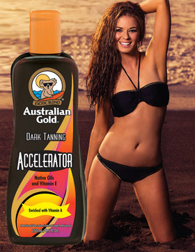 Australian Gold open cap showing lotion consistency for easy application