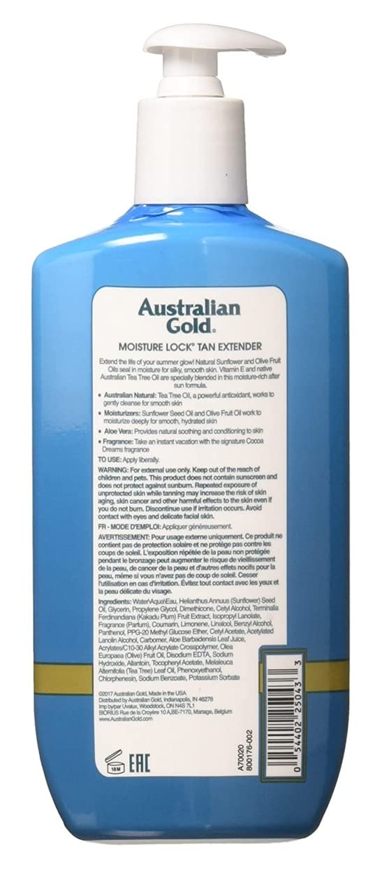 Australian Gold lotion poured onto hand showing smooth fast-absorbing texture