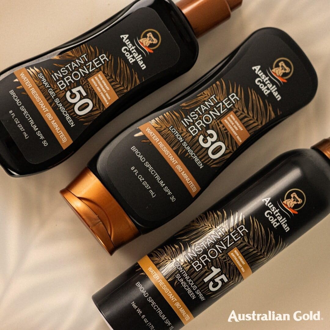 Australian Gold next to hand for scale to show 8 ounce bottle size