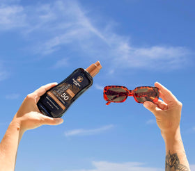 Australian Gold spray-gel texture on skin showing fast absorption and hydration