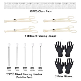 Autdor mixed-gauge needles layout demonstrating size variety for different piercings