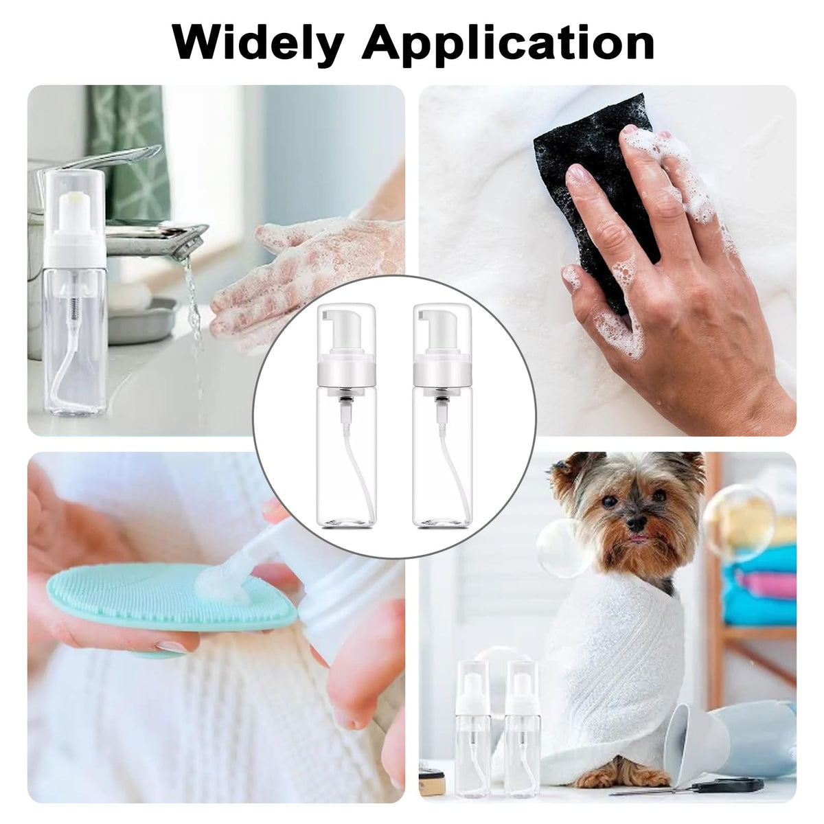 Autdor foam bottles inside travel bag highlighting convenient on-the-go toiletries