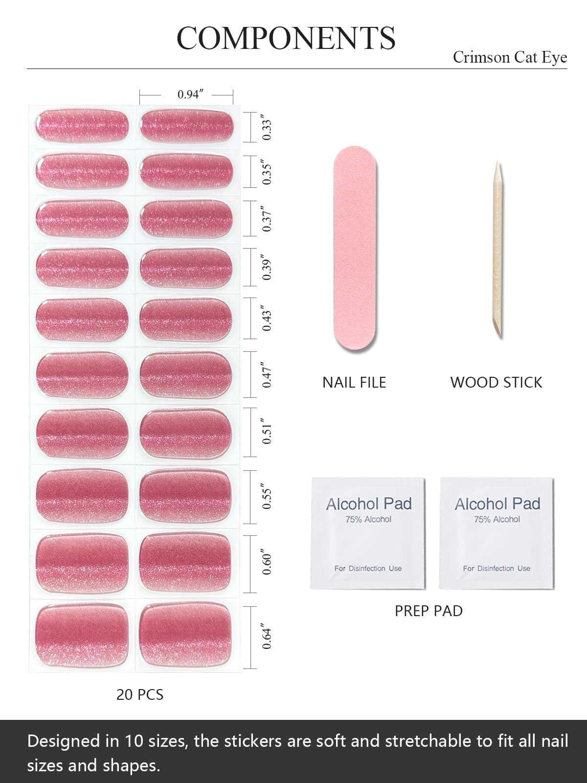 AutyaMee application setup with strips, file, stick and prep pads for fast at-home manicure