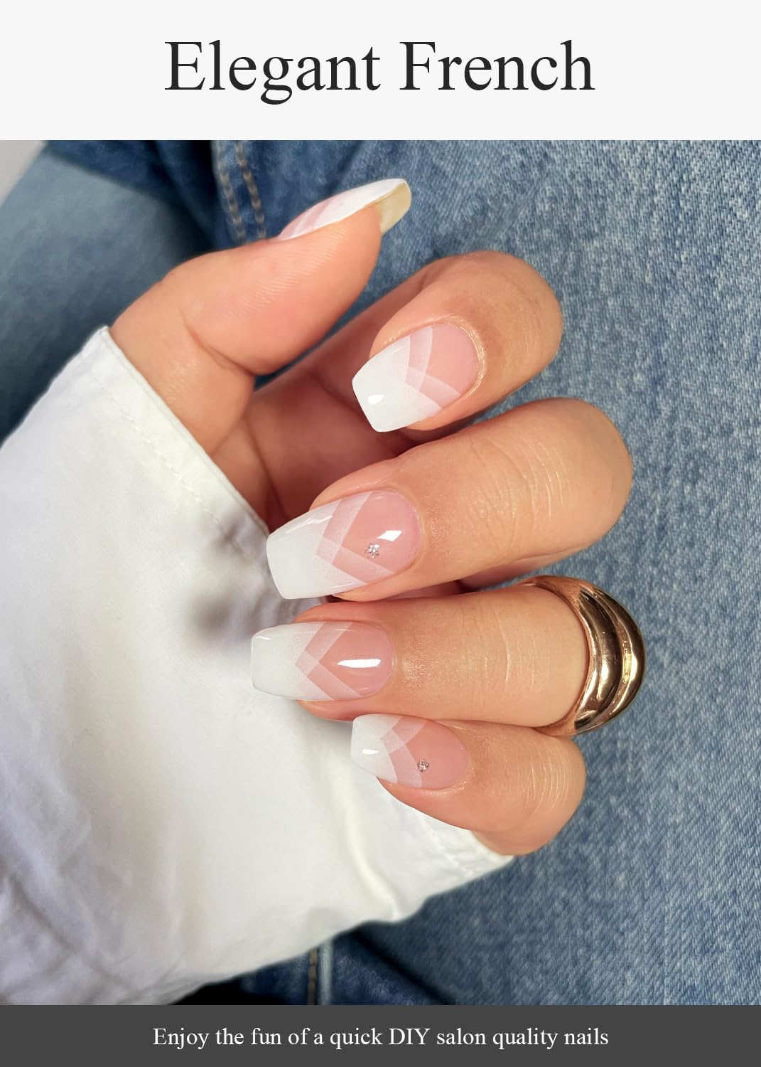 AutyaMee on-nail close detail of white French tip delivering sharp, salon-quality look