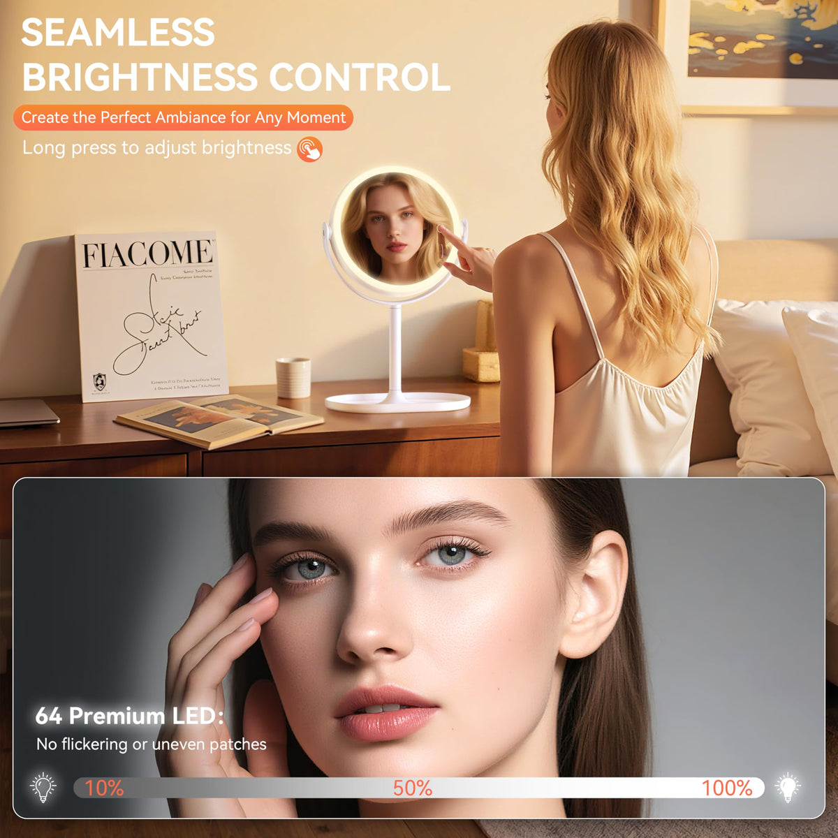 Auxmir 1X side displaying full-face view for everyday makeup and skincare