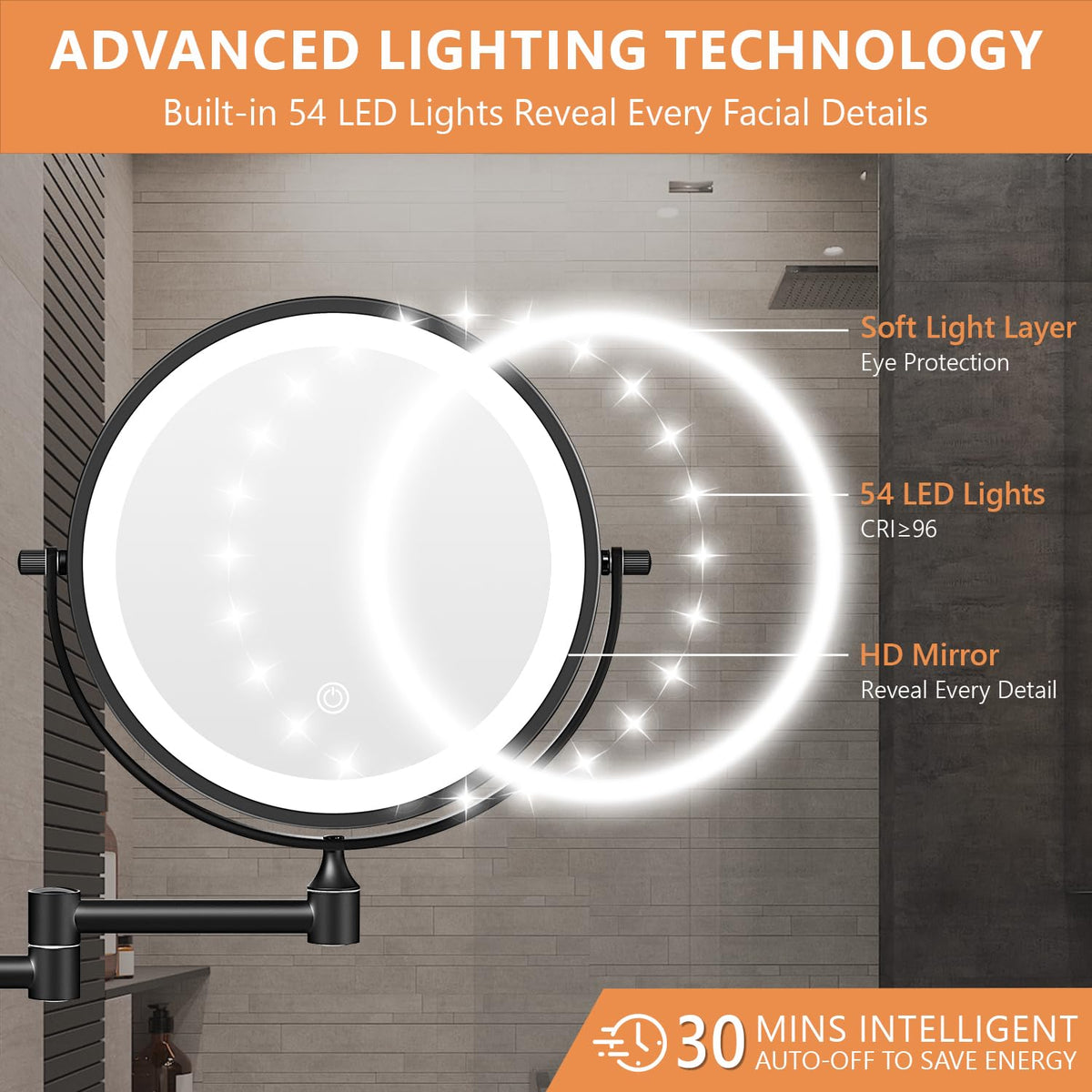 Auxmir extendable arm fully extended displaying 360° swivel for ideal angle positioning