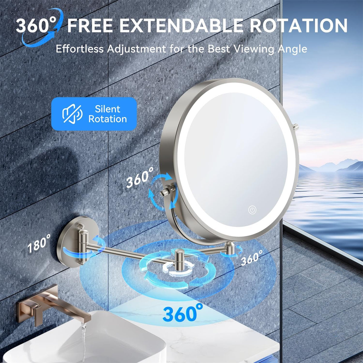 Auxmir folded flat against a wall to save counter space and keep bathroom tidy