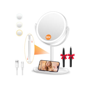 Auxmir front view of lighted mirror showing clean reflection and even lighting