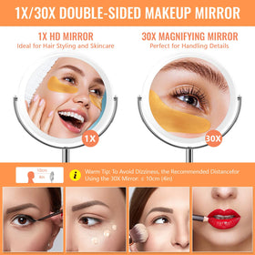 Auxmir mirror in use applying eyeliner for accurate makeup application