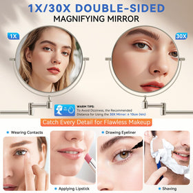 Auxmir 30X magnified face detail showing precise eyebrow and skin visibility benefit