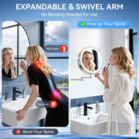 Auxmir scale comparison with hand to show 9-inch mirror size and portability benefit