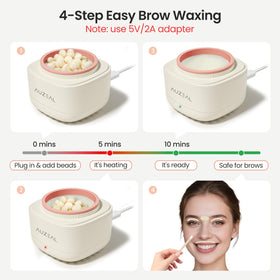 AUZEAL in-use eyebrow waxing photo demonstrating careful hair removal for tidy brows