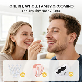AUZEAL mini heater in makeup bag lifestyle image showing travel-ready grooming benefit