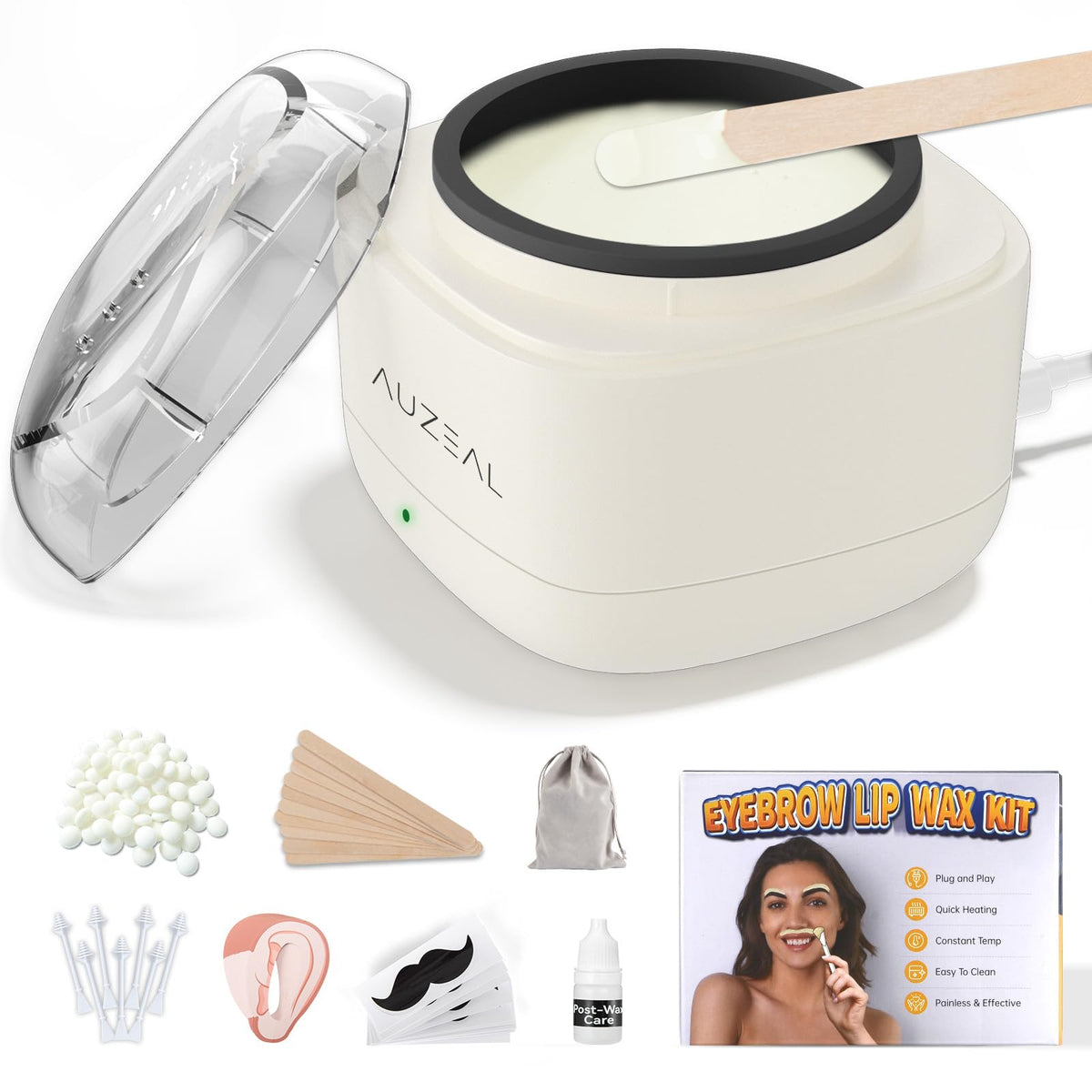 AUZEAL mini wax heater front view shows compact design and portability benefit