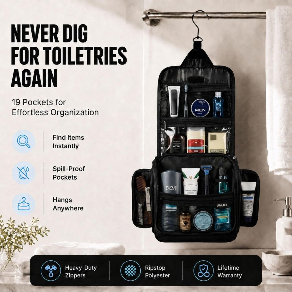 avajex open hanging organizer displayed on hook for quick access and visibility