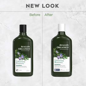 Avalon Organics shampoo on bathroom shelf conveying natural routine benefit