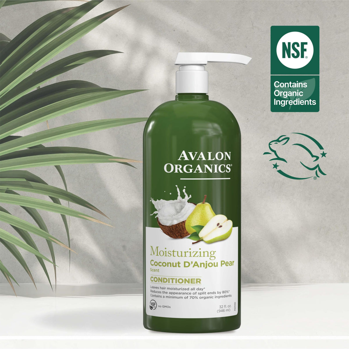 Avalon Organics label close-up showing recycled bottle and certifications benefit eco-friendly packaging