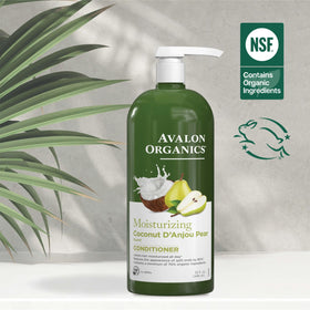 Avalon Organics label close-up showing recycled bottle and certifications benefit eco-friendly packaging