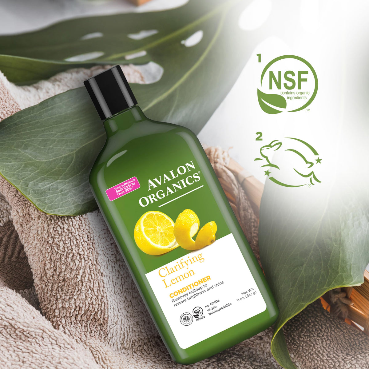 Avalon Organics bottle on bathroom shelf in lifestyle setting for daily use appeal