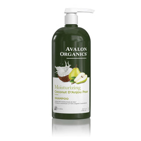 Avalon Organics front packaging of coconut pear shampoo shows size and branding benefit gentle care