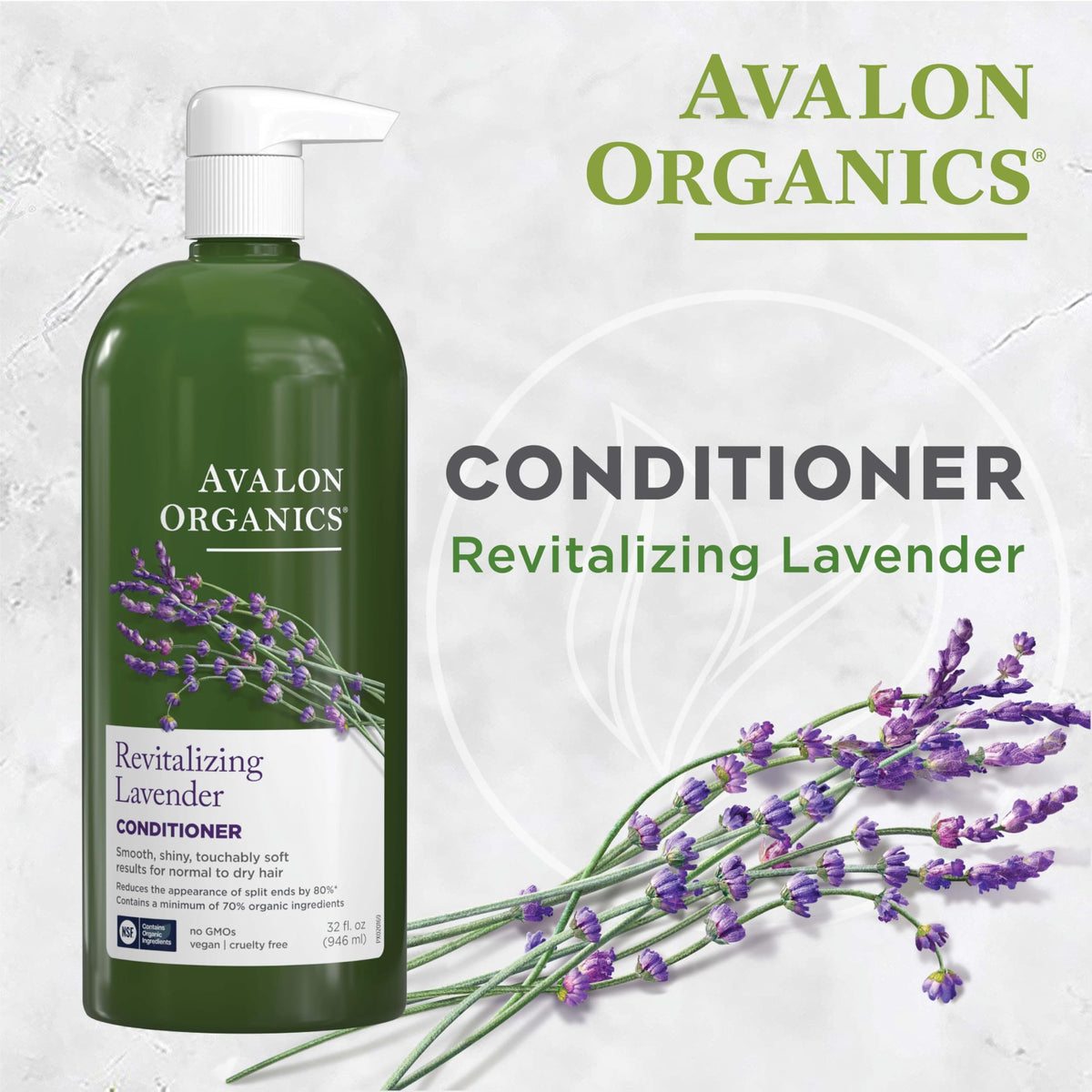 Avalon Organics 32 oz bottle held in hand to show large, value-size convenience