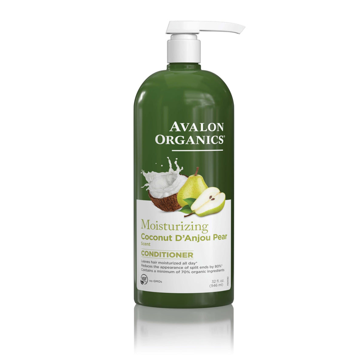 Avalon Organics front bottle showing coconut pear label and 32 fl oz size benefit hydration