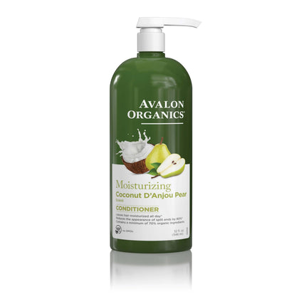 Avalon Organics front bottle showing coconut pear label and 32 fl oz size benefit hydration
