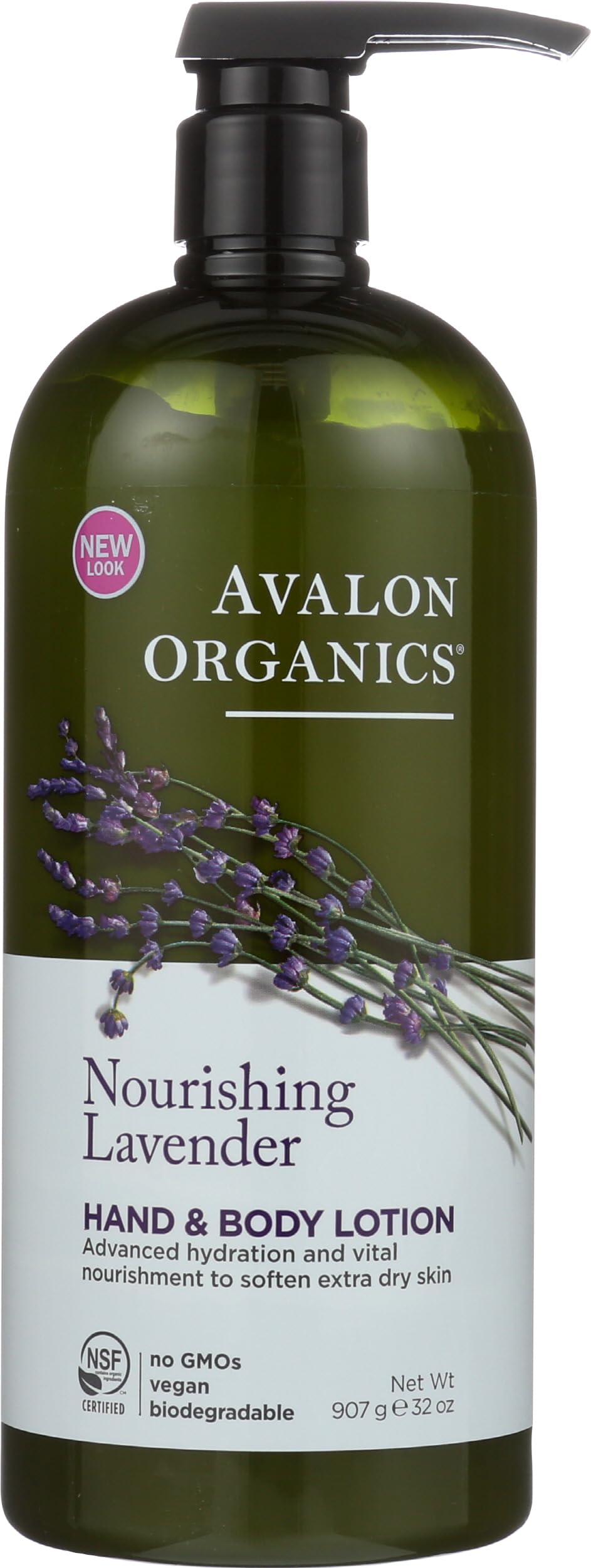 Avalon Organics front packaging showing 32 oz bottle and lavender benefits