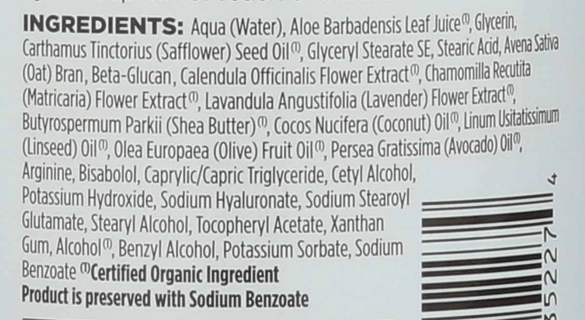 Avalon Organics aloe and calendula ingredients highlighting botanical soothing