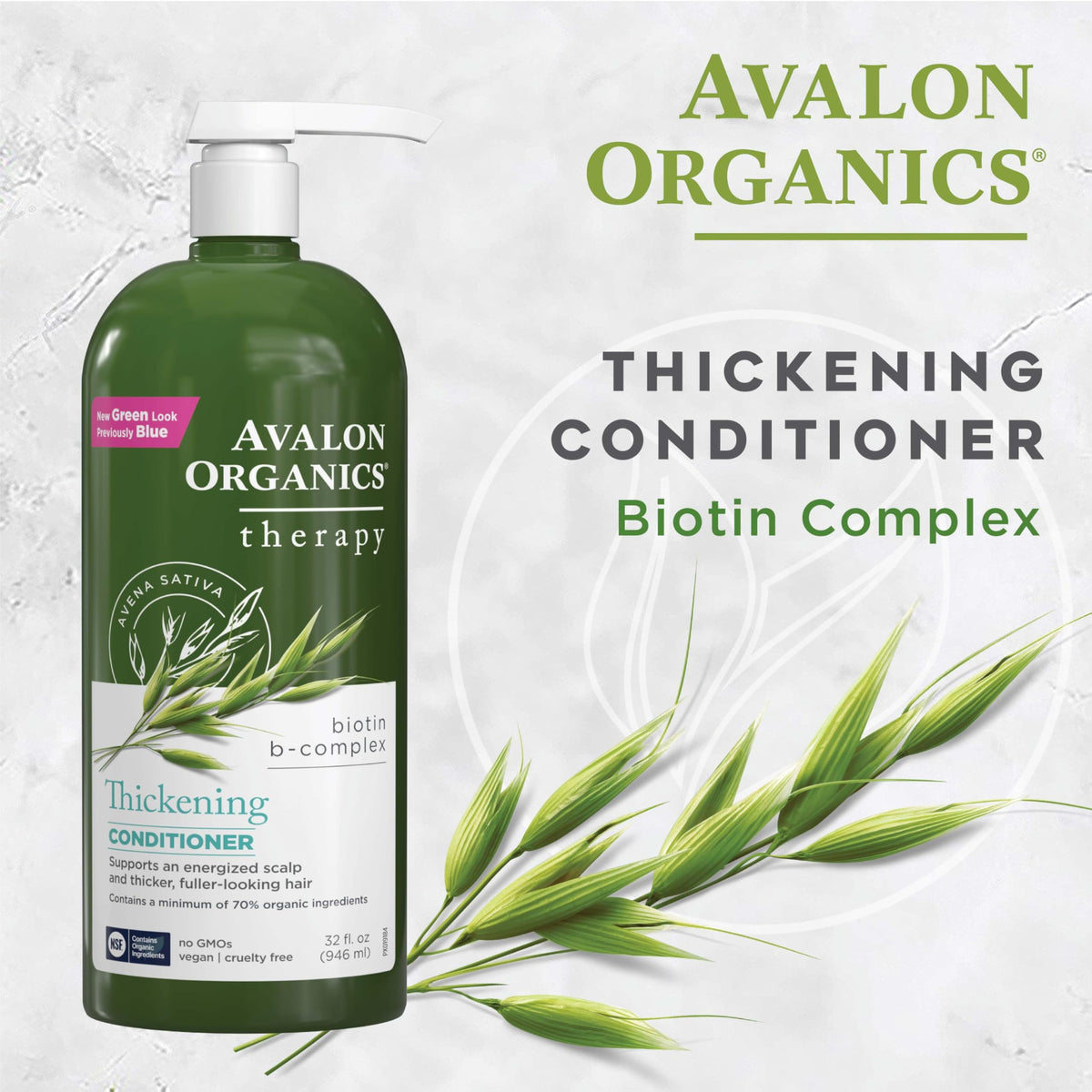 Avalon Organics key botanicals quinoa and saw palmetto highlighting natural actives