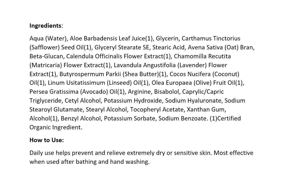 Avalon Organics creamy lotion texture close-up showing smooth hydration