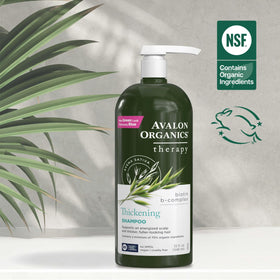 Avalon Organics recycled bottle with certification labels signaling eco-friendly choice