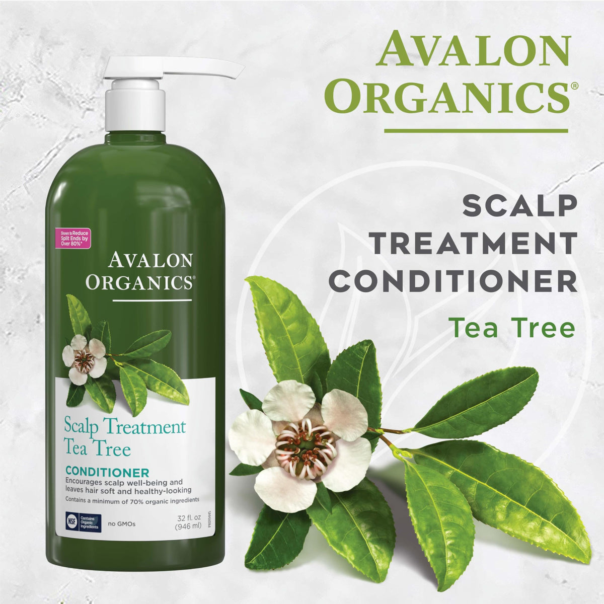 Avalon Organics conditioner being massaged into wet hair to soothe scalp