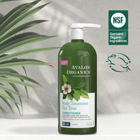 Avalon Organics botanical ingredients display highlighting tea tree and aloe