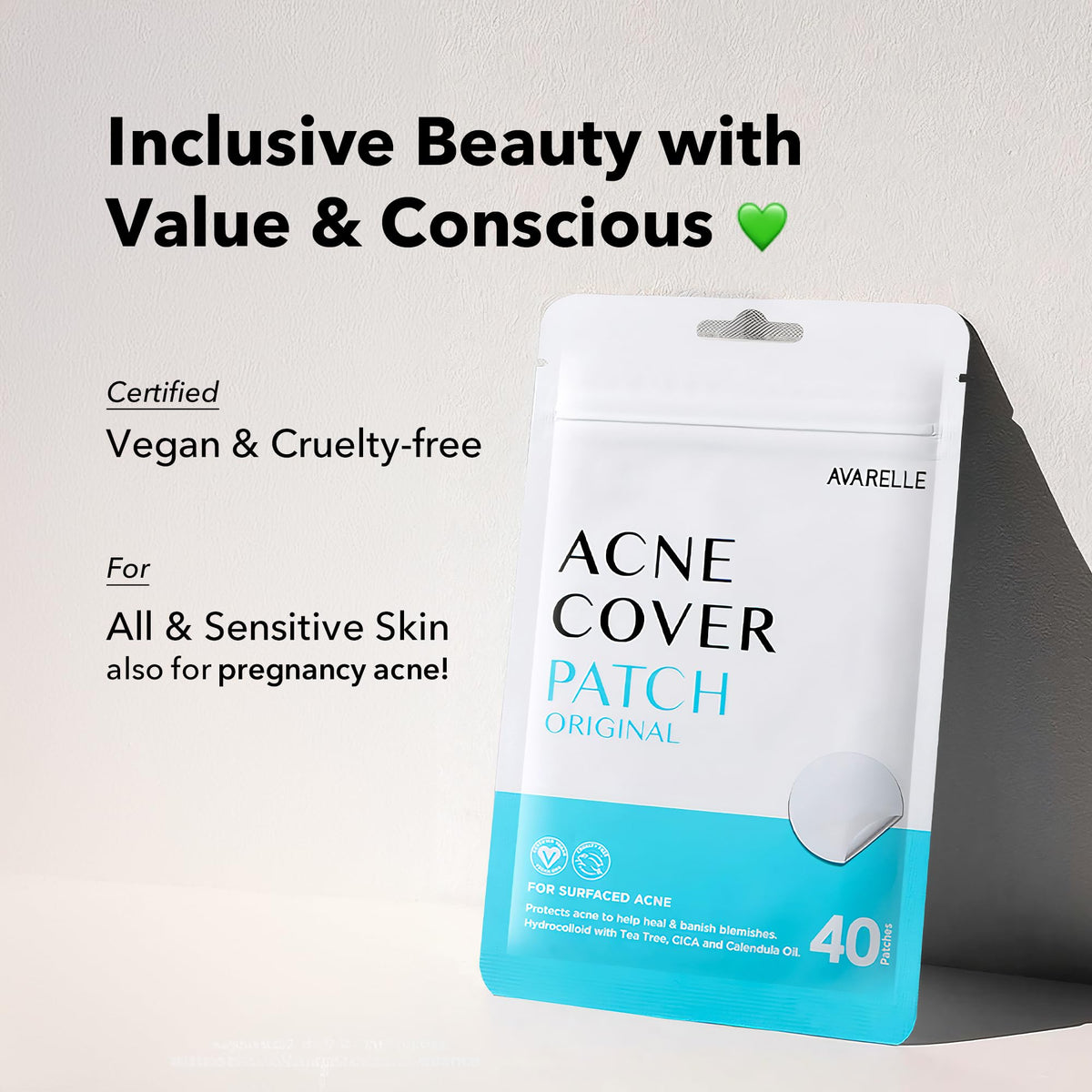 AVARELLE resealable pouch open with patches visible showing convenience and storage benefit