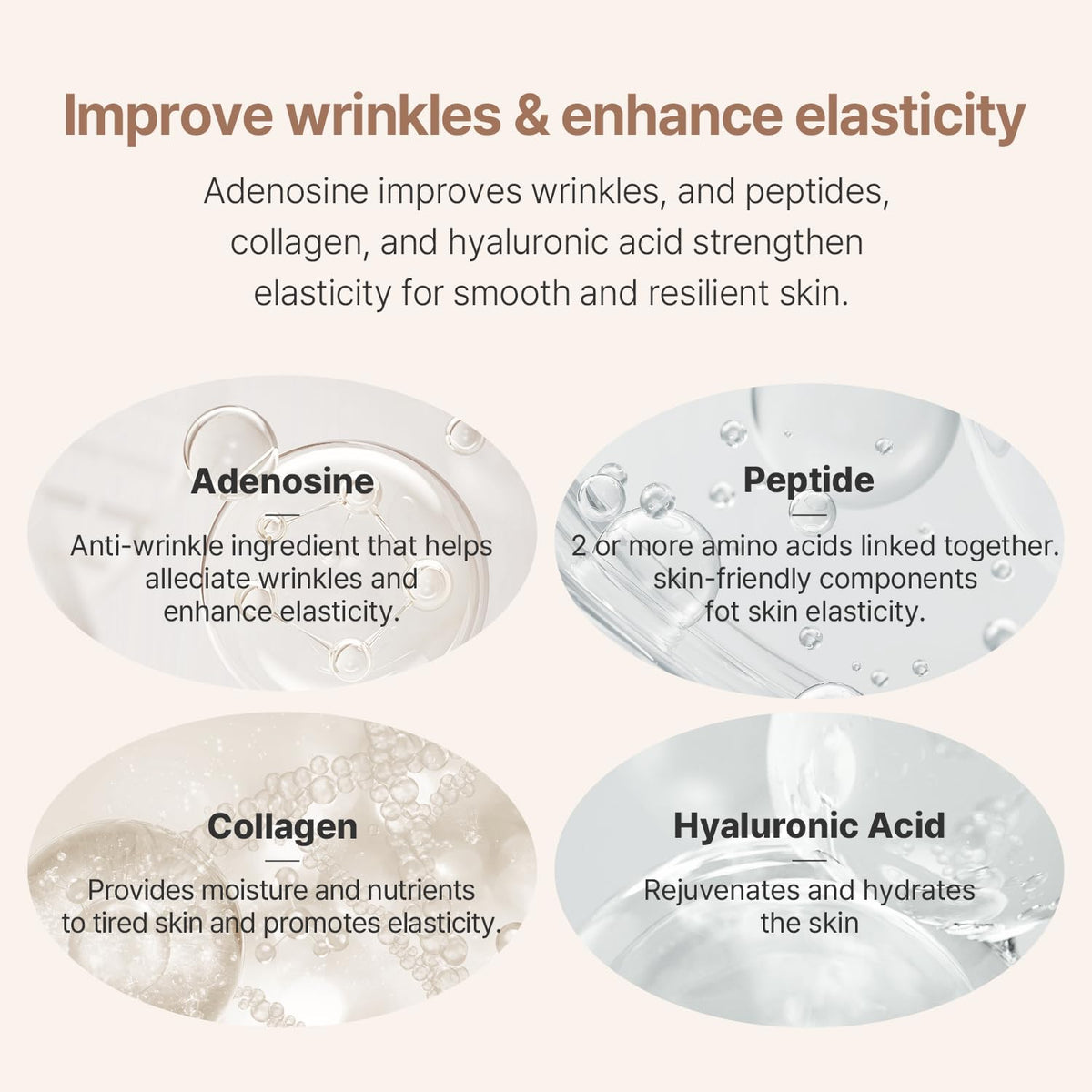 AVCA magnified active layer image highlighting peptides and hyaluronic aid for elasticity