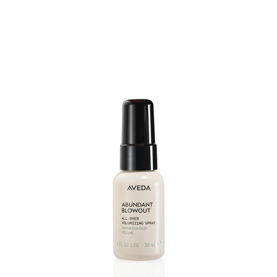 Aveda Abundant Blowout front packaging showing travel size and branding for portable volume