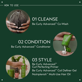 Applying Aveda Be Curly to wet hair to demonstrate detangling action