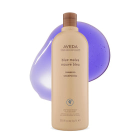 Aveda Blue Malva shampoo front bottle showing branding and liter size benefit