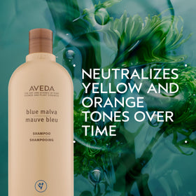 Aveda Blue Malva shampoo creamy blue-violet pour showing toning pigment benefit