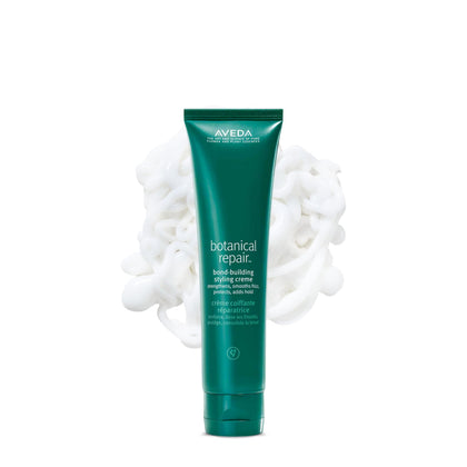 Aveda front packaging showing bottle and branding, conveys professional benefits