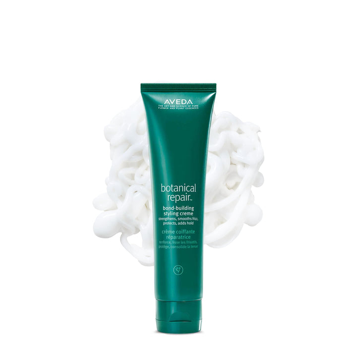 Aveda front packaging showing bottle and branding, conveys professional benefits