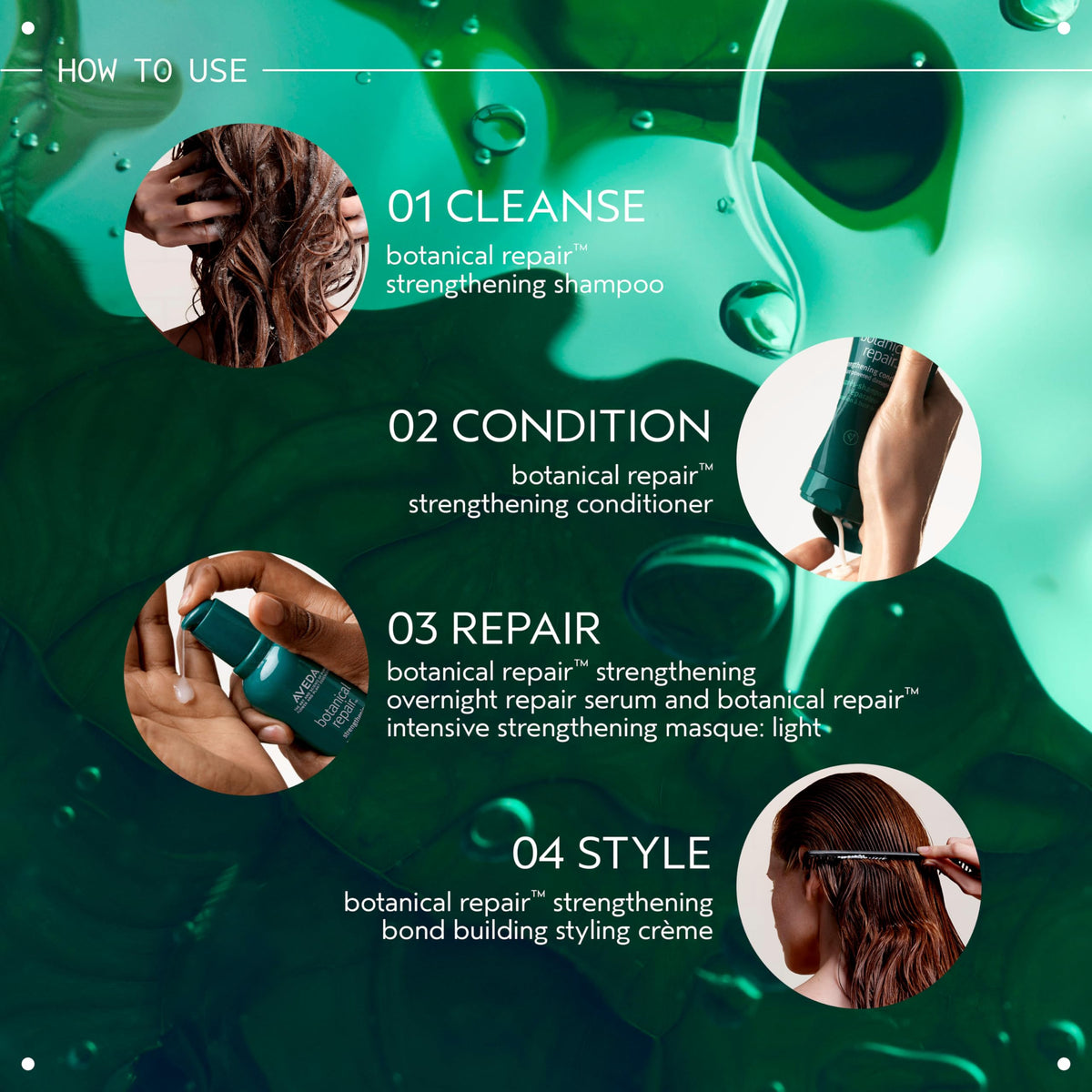 Aveda bottles held in hand to show true size and travel-friendly scale for convenience